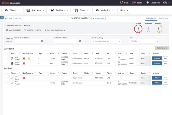 screenshot of Xplor Recreation